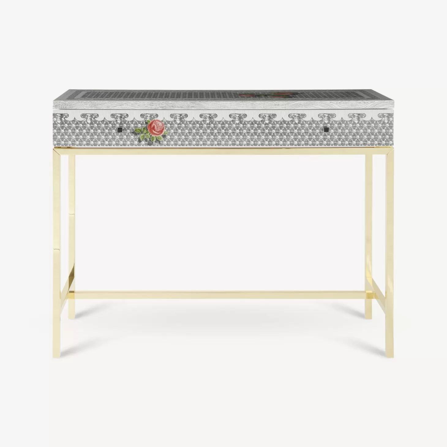 Fornasetti Consolle Con Cassetto Musciarabia Con Rose^ Console Di Archiviazione