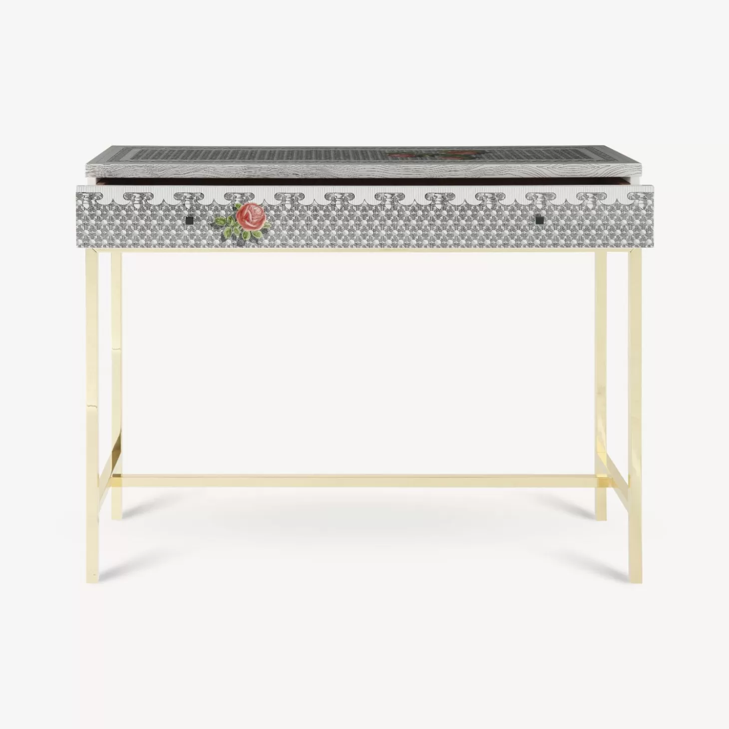 Fornasetti Consolle Con Cassetto Musciarabia Con Rose^ Console Di Archiviazione