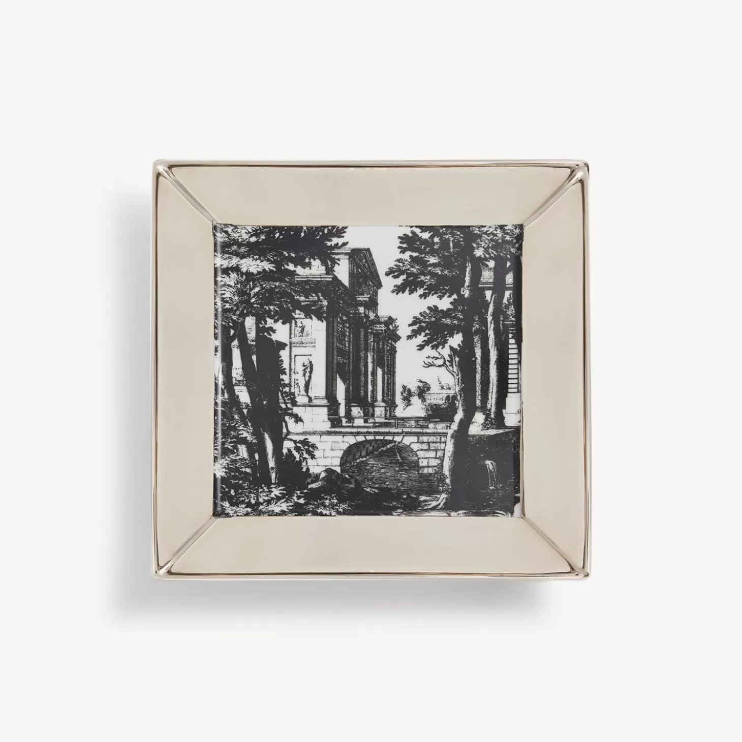 Fornasetti Piatto Quadrato Giardino Settecentesco^ Piatti Decorativi
