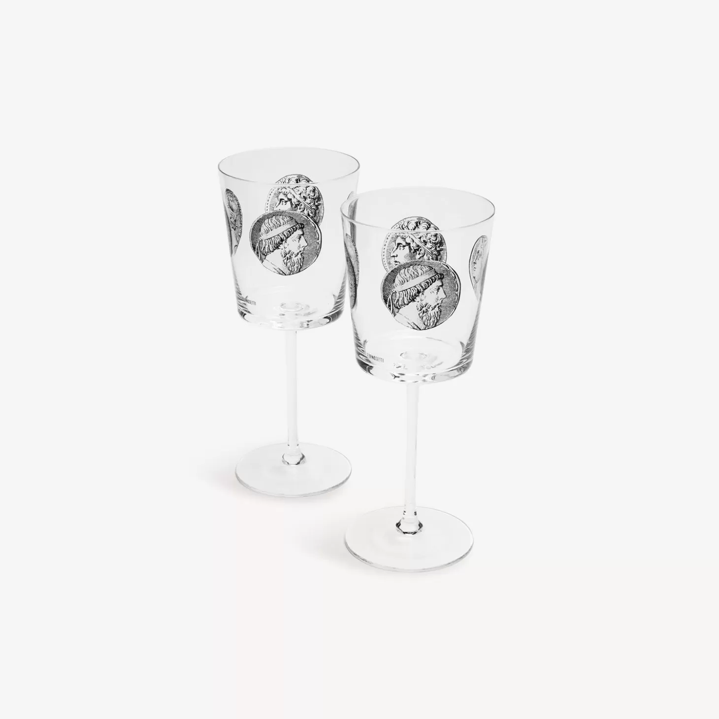 Fornasetti Set 2 Calici Vino Cammei^ Bicchieri E Sottobicchieri