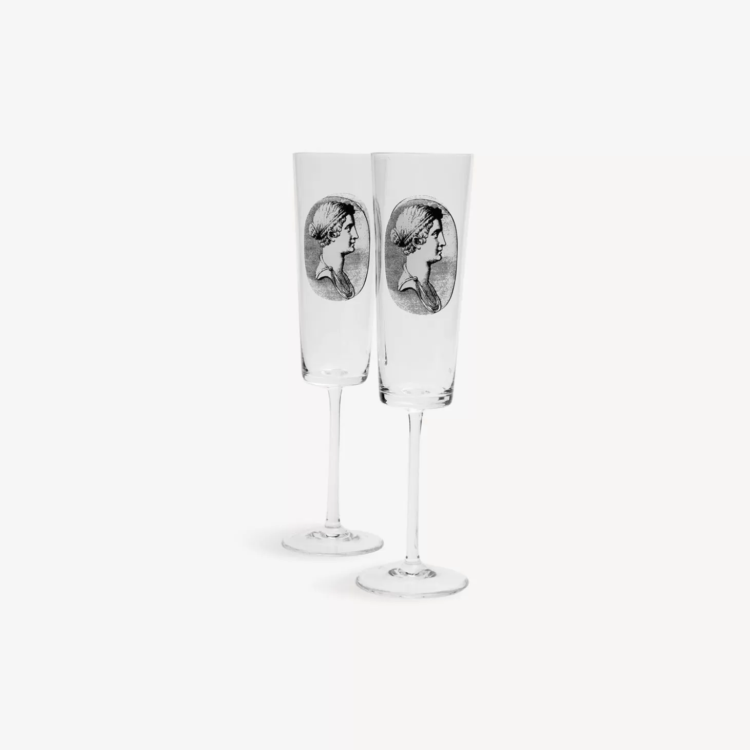 Fornasetti Set 2 Flauti Cammei^ Bicchieri E Sottobicchieri