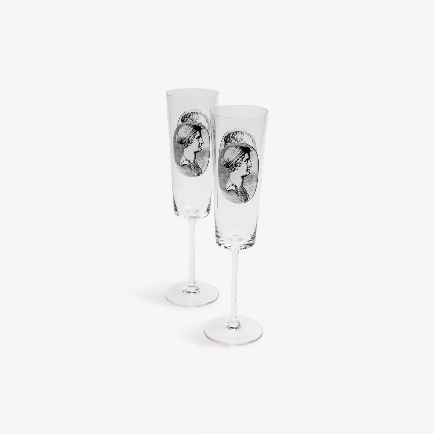 Fornasetti Set 2 Flauti Cammei^ Bicchieri E Sottobicchieri