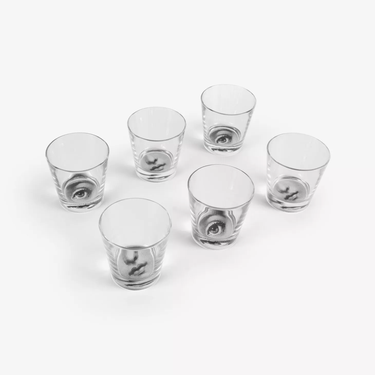 Fornasetti Set 6 Bicchieri Occhio E Bocca^ Bicchieri E Sottobicchieri