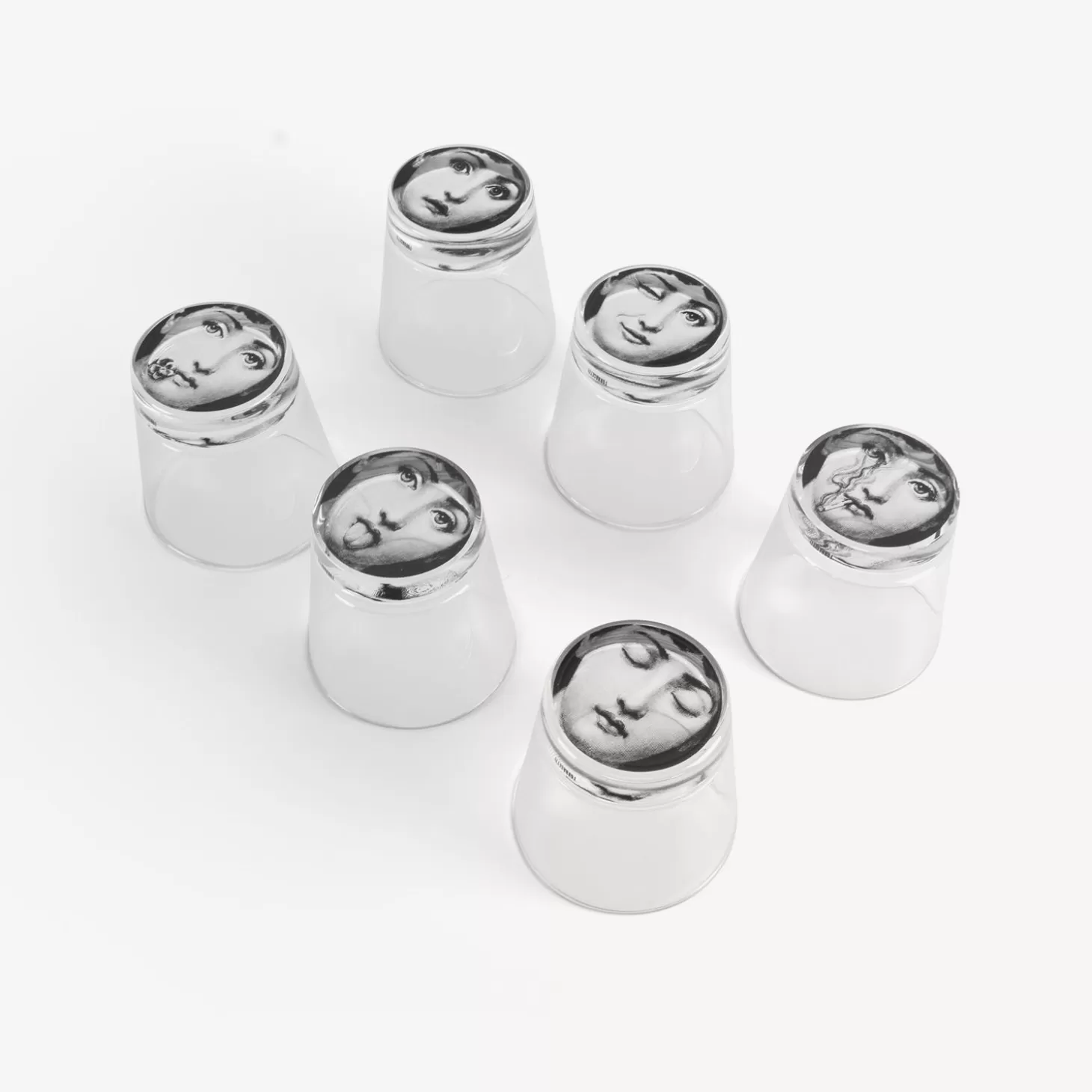 Fornasetti Set 6 Bicchieri Tema E Variazioni^ Bicchieri E Sottobicchieri