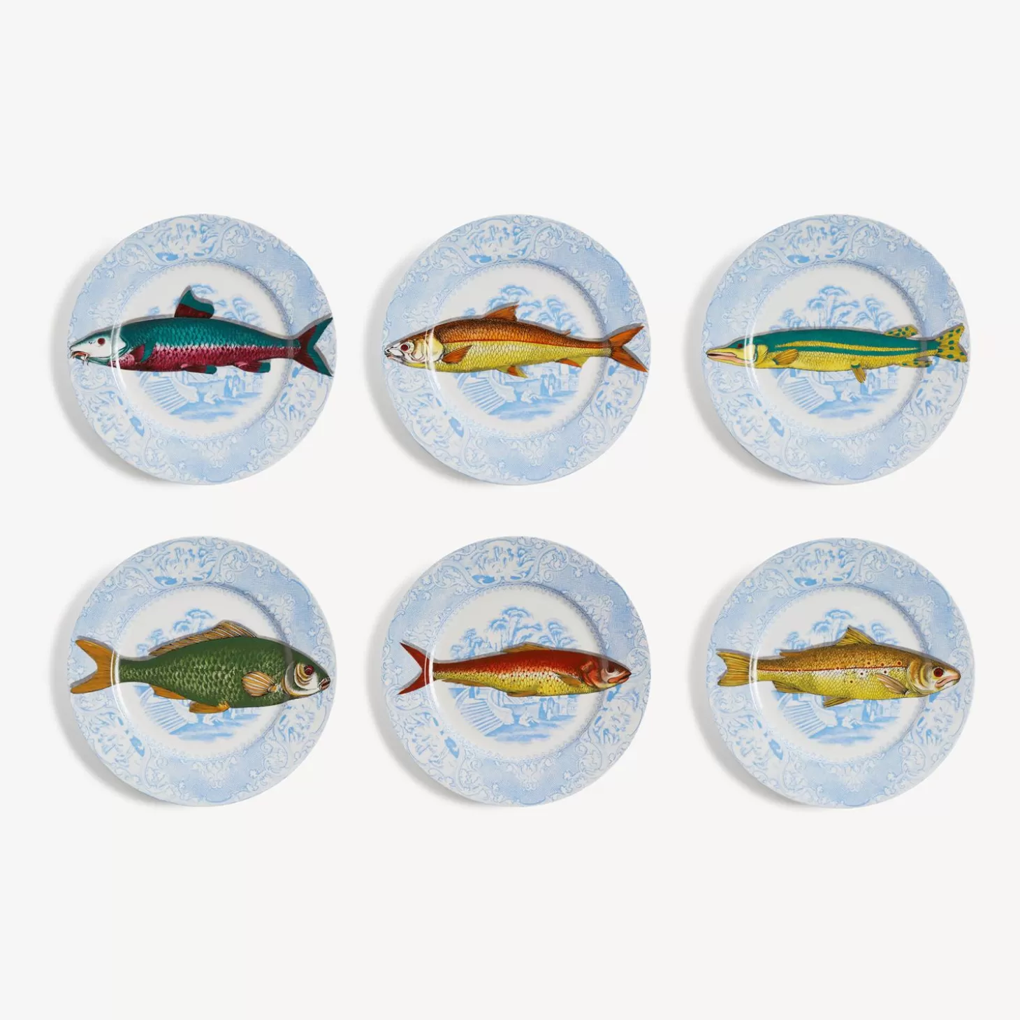 Fornasetti Set 6 Piatti Piscibus^ Piatti Decorativi