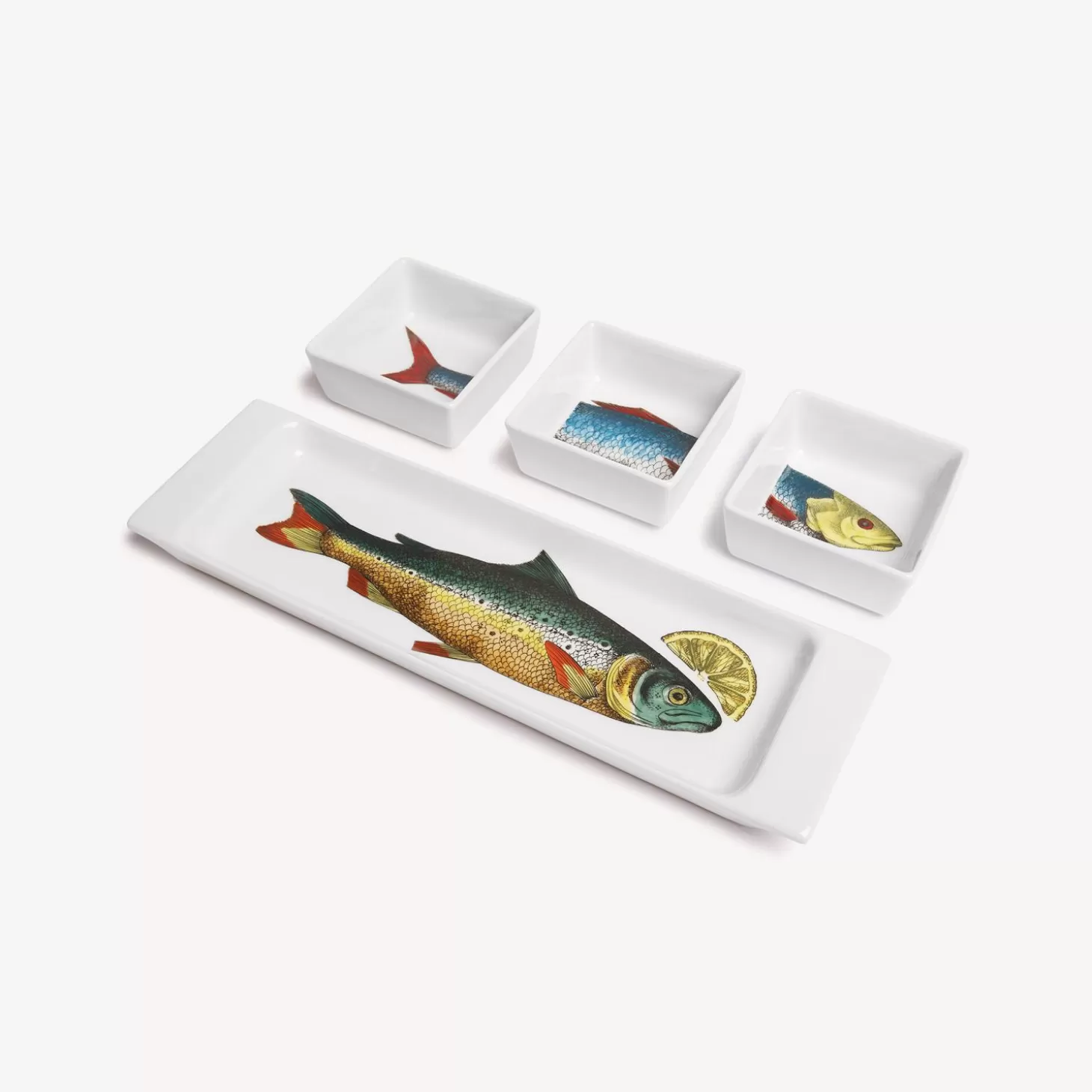 Fornasetti Set Antipasto Pesci^ Set Di Antipasti E Centrotavola