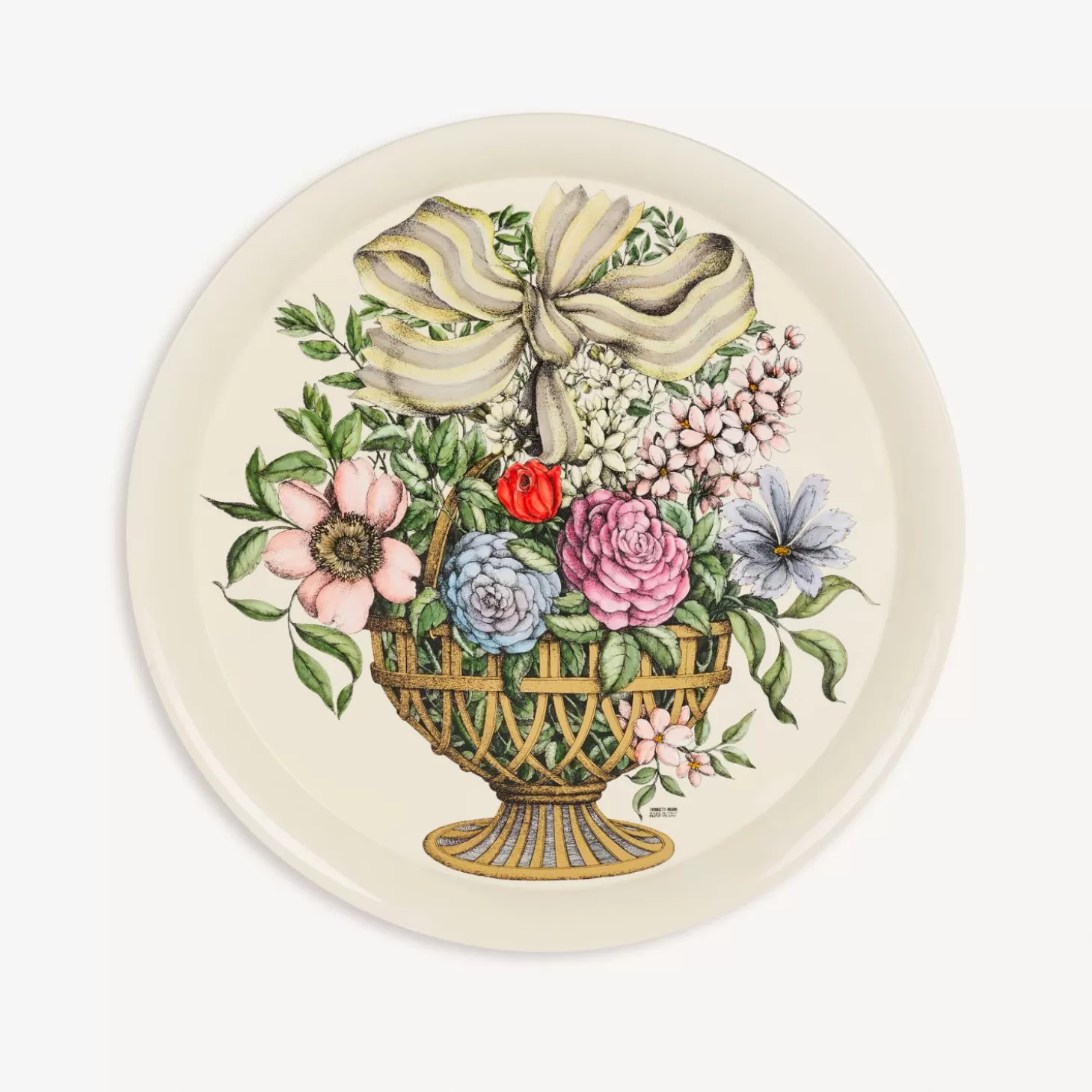 Fornasetti Vassoio Rotondo Cesto D'Oro^ Vassoi E Pliants Decorativi